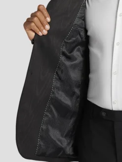 Dinner Jackets|Sport Coats-Egara Slim Fit Moire Shawl Lapel Dinner Jacket Black Solid