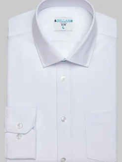 Solid Dress Shirts|Dress Shirts-&Amp;Collar Slim Fit Moisture-Wicking Dress Shirt White Solid