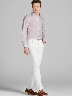 Designer Dress Shirts|Dress Shirts-Calvin Klein Slim Fit Multi-Print Supima Cotton Dress Shirt Blue Fancy