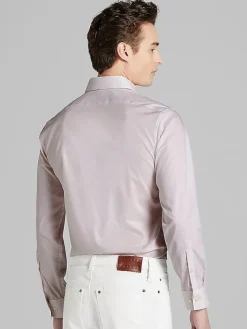 Designer Dress Shirts|Dress Shirts-Calvin Klein Slim Fit Multi-Print Supima Cotton Dress Shirt Blue Fancy