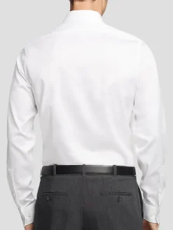 Solid Dress Shirts|White Dress Shirts-Calvin Klein Slim Fit Non-Iron Dress Shirt Black