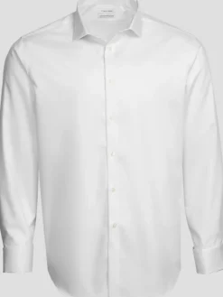 Solid Dress Shirts|Designer Dress Shirts-Calvin Klein Slim Fit Non-Iron French Cuff Dress Shirt Black Solid