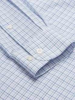 Patterned Dress Shirts|Dress Shirts-Wilke-Rodriguez Slim Fit Offset Plaid Dress Shirt Blue/Green