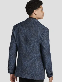 Dinner Jackets|Sport Coats-Egara Slim Fit Paisley Dinner Jacket Blue Paisley