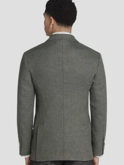 Sport Coats|Sport Coats-JOE Joseph Abboud Slim Fit Peak Lapel Linen Blend Sport Coat Olive Tic