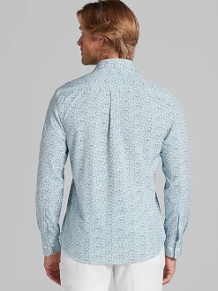 Button Up Shirts|Long Sleeve Button Up Shirts-Con.Struct Slim Fit Performance 4-Way Stretch Button Up Shirt Green