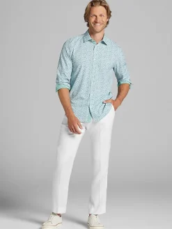 Button Up Shirts|Long Sleeve Button Up Shirts-Con.Struct Slim Fit Performance 4-Way Stretch Button Up Shirt Green