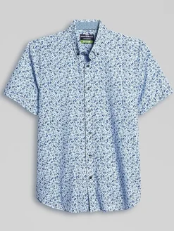 Button Up Shirts-Con.Struct Slim Fit Performance 4-Way Stretch Short Sleeve Button Up Shirt White