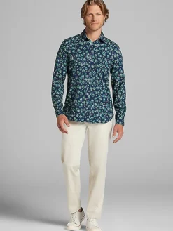 Button Up Shirts|Long Sleeve Button Up Shirts-Con.Struct Slim Fit Performance 4-Way Stretch Button Up Shirt Navy