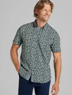 Button Up Shirts-Con.Struct Slim Fit Performance 4-Way Stretch Button Up Shirt Navy