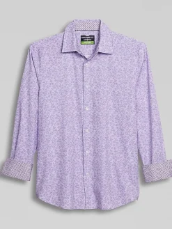 Button Up Shirts|Long Sleeve Button Up Shirts-Con.Struct Slim Fit Performance 4-Way Stretch Button Up Shirt Purple