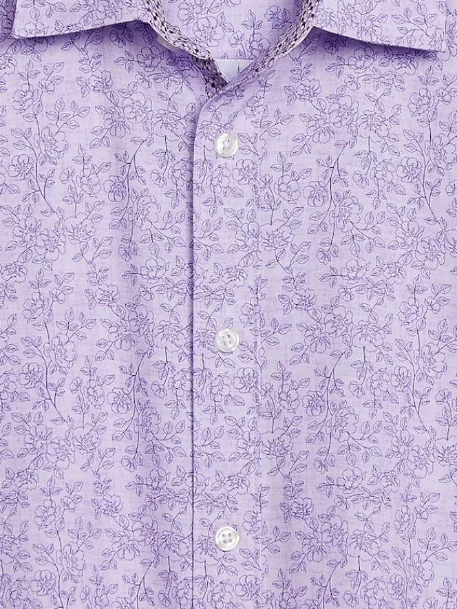 Button Up Shirts|Long Sleeve Button Up Shirts-Con.Struct Slim Fit Performance 4-Way Stretch Button Up Shirt Purple