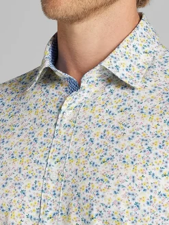 Button Up Shirts|Long Sleeve Button Up Shirts-Con.Struct Slim Fit Performance 4-Way Stretch Button Up Shirt Yellow