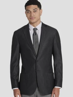 Sport Coats|Sport Coats-Awearness Kenneth Cole Slim Fit Plaid Knit Sport Coat Gray Plaid Knit