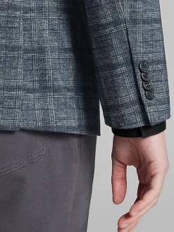 Sport Coats|Sport Coats-Awearness Kenneth Cole Slim Fit Plaid Knit Sport Coat Indigo Plaid Knit