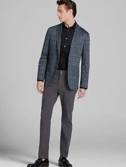 Sport Coats|Sport Coats-Awearness Kenneth Cole Slim Fit Plaid Knit Sport Coat Indigo Plaid Knit