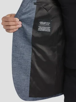 Sport Coats|Sport Coats-Awearness Kenneth Cole Slim Fit Plaid Knit Sport Coat Blue Plaid