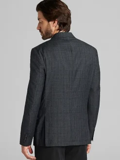 Sport Coats|Sport Coats-Calvin Klein Slim Fit Plaid Sport Coat Charcoal Plaid
