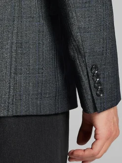 Sport Coats|Sport Coats-Calvin Klein Slim Fit Plaid Sport Coat Charcoal Plaid