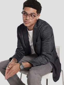 Sport Coats|Sport Coats-Awearness Kenneth Cole Slim Fit Plaid Sport Coat Blue/Grey Plaid