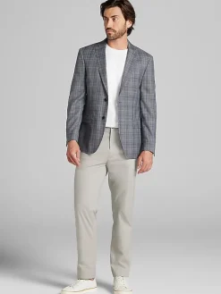 Sport Coats|Sport Coats-Calvin Klein Slim Fit Plaid Sport Coat Gray Plaid