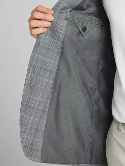Sport Coats|Sport Coats-Calvin Klein Slim Fit Plaid Sport Coat Gray Plaid