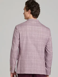 Sport Coats|Sport Coats-JOE Joseph Abboud Slim Fit Plaid Sport Coat Mauve Plaid