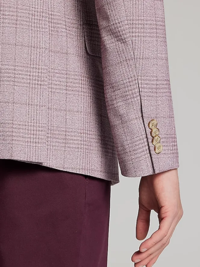 Sport Coats|Sport Coats-JOE Joseph Abboud Slim Fit Plaid Sport Coat Mauve Plaid