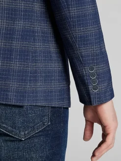 Sport Coats|Sport Coats-Calvin Klein Slim Fit Plaid Sport Coat Blue Plaid
