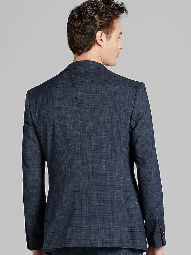 2-piece Suits|Big & Tall Suits-Wilke-Rodriguez Slim Fit Plaid Suit Navy Plaid