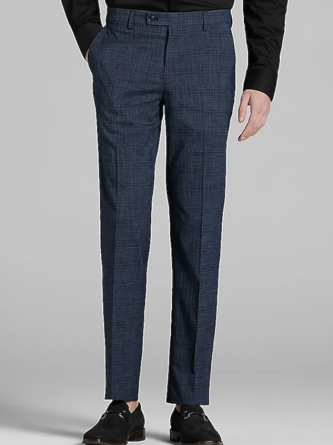 2-piece Suits|Big & Tall Suits-Wilke-Rodriguez Slim Fit Plaid Suit Navy Plaid