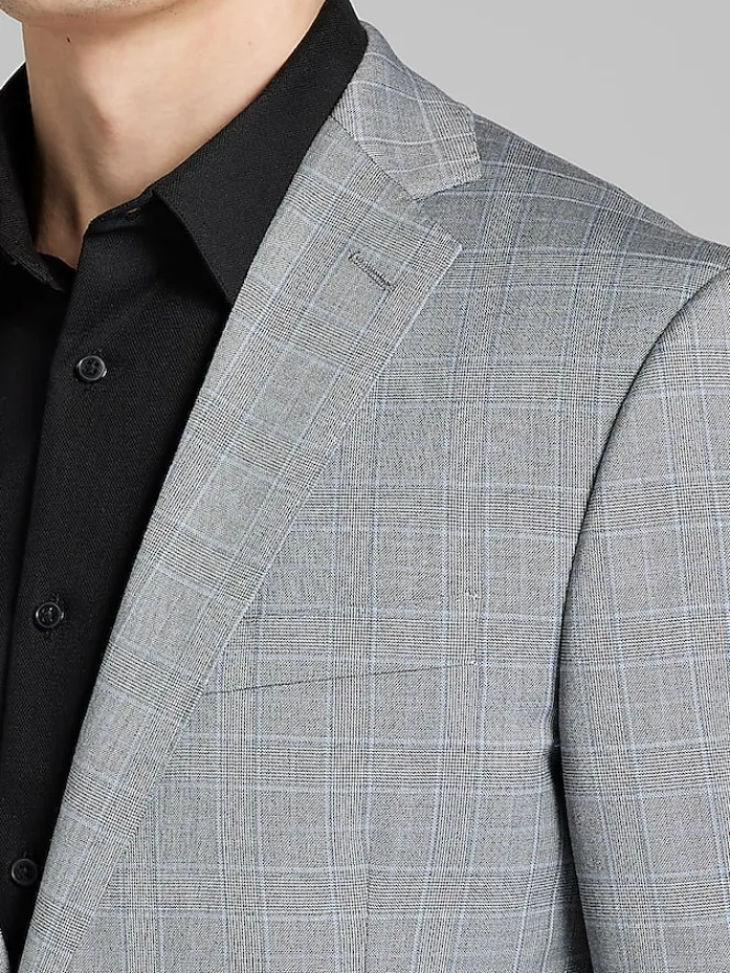 2-piece Suits|Big & Tall Suits-Wilke-Rodriguez Slim Fit Plaid Suit Med Grey Plaid