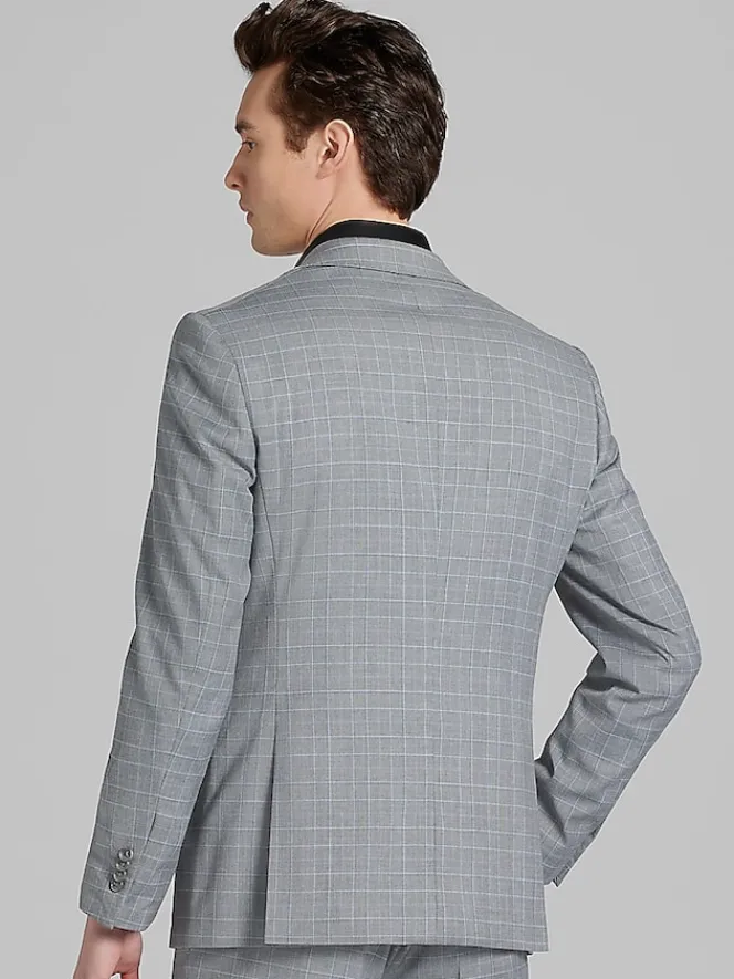 2-piece Suits|Big & Tall Suits-Wilke-Rodriguez Slim Fit Plaid Suit Med Grey Plaid