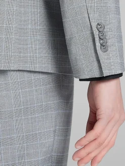 2-piece Suits|Big & Tall Suits-Wilke-Rodriguez Slim Fit Plaid Suit Med Grey Plaid