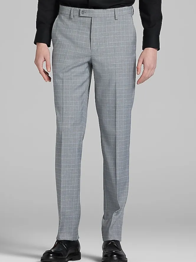2-piece Suits|Big & Tall Suits-Wilke-Rodriguez Slim Fit Plaid Suit Med Grey Plaid