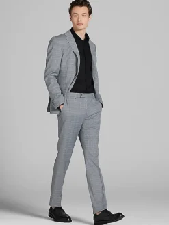 2-piece Suits|Big & Tall Suits-Wilke-Rodriguez Slim Fit Plaid Suit Med Grey Plaid