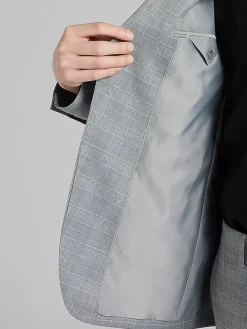 2-piece Suits|Big & Tall Suits-Wilke-Rodriguez Slim Fit Plaid Suit Med Grey Plaid