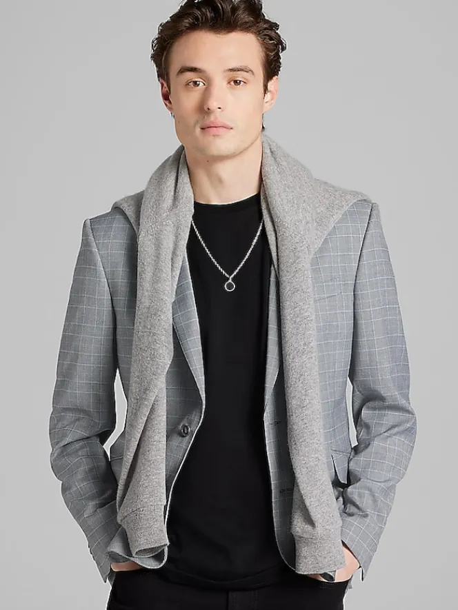 2-piece Suits|Big & Tall Suits-Wilke-Rodriguez Slim Fit Plaid Suit Med Grey Plaid