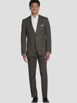 3-piece Suits|Suit Separates-Paisley &Amp; Gray Slim Fit Plaid Suit Jacket Camel