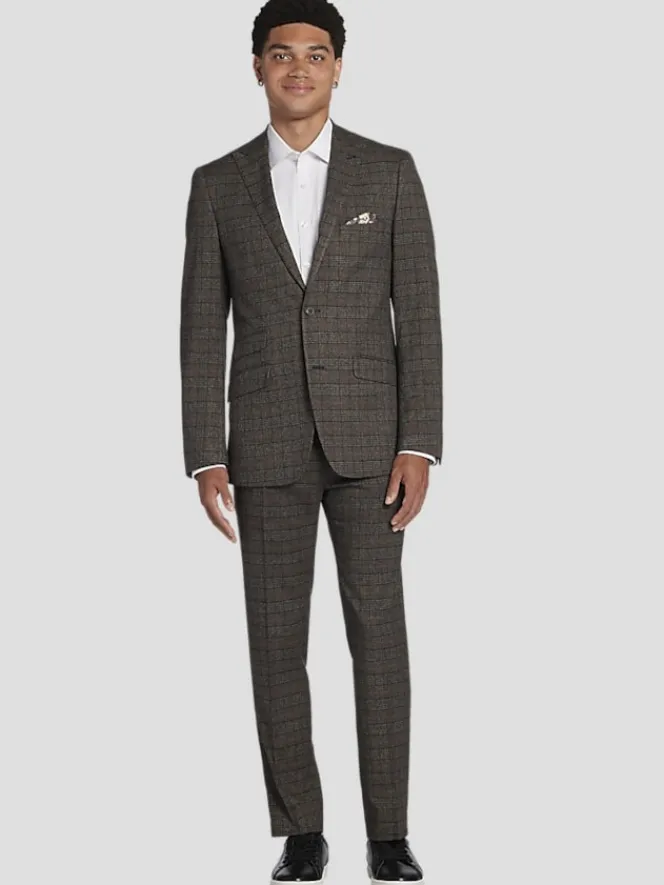 3-piece Suits|Suit Separates-Paisley &Amp; Gray Slim Fit Plaid Suit Jacket Camel