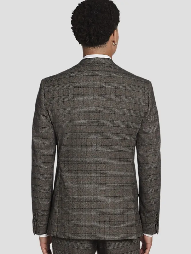 3-piece Suits|Suit Separates-Paisley &Amp; Gray Slim Fit Plaid Suit Jacket Camel