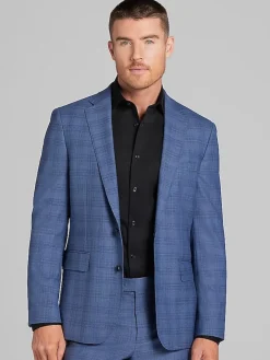 3-piece Suits|Suit Separates-JOE Joseph Abboud Slim Fit Plaid Suit Jacket Lt Blue Plaid