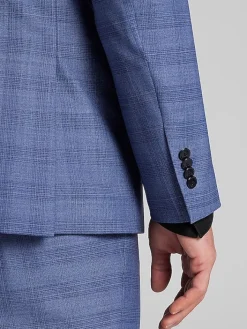 3-piece Suits|Suit Separates-JOE Joseph Abboud Slim Fit Plaid Suit Jacket Lt Blue Plaid