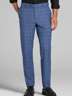 Big & Tall Pants|Big & Tall Suits-JOE Joseph Abboud Slim Fit Plaid Suit Pants Lt Blue Plaid