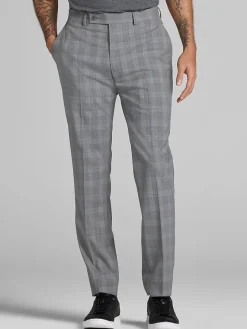 Dress Pants|3-piece Suits-Calvin Klein Slim Fit Plaid Suit Pants Grey/Blue Plaid