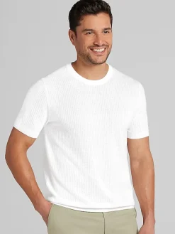 T-shirts-Paisley &Amp; Gray Slim Fit Pointelle Knit Short Sleeve Crewneck White