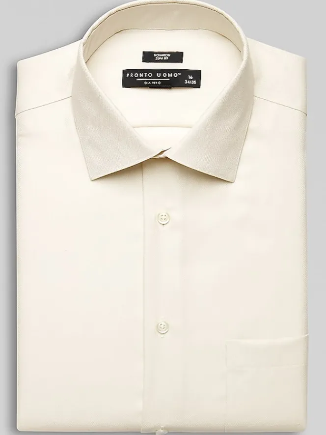 Solid Dress Shirts|White Dress Shirts-Pronto Uomo Slim Fit Queens Oxford Dress Shirt Blue