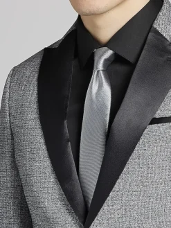 Dinner Jackets-Egara Slim Fit Satin Trim Dinner Jacket B&Amp;W Shiny Ht