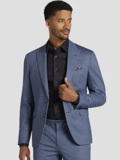 Suit Separates|3-piece Suits-JOE Joseph Abboud Slim Fit Sharkskin Suit Jacket Blue Sharkskin