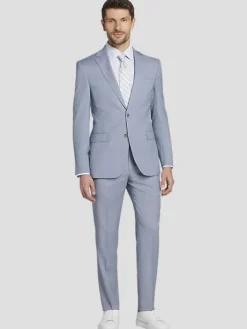 3-piece Suits|Suit Separates-JOE Joseph Abboud Slim Fit Sharkskin Suit Jacket Lt Blue Sharkskin